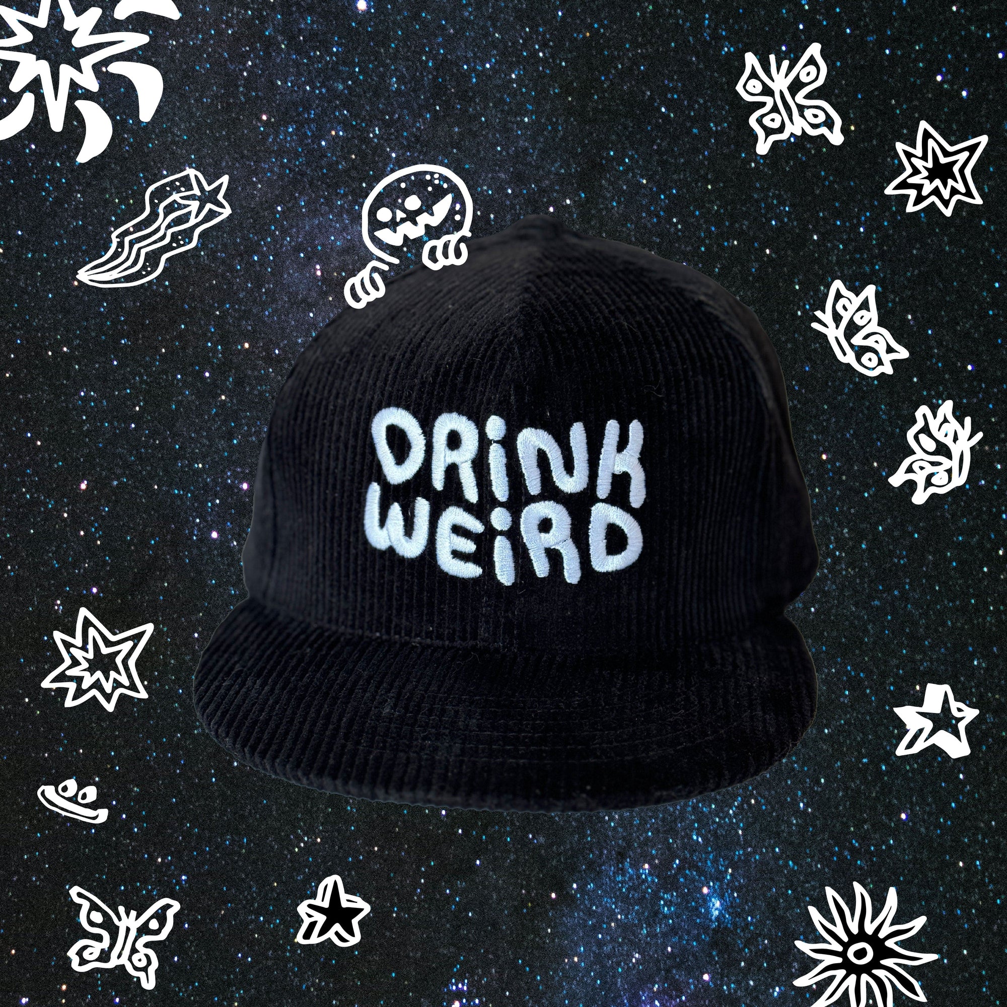 Weird Beverages Hat Black Corduroy WEIRD Snapback Hat WEIRDHAT-BlackCorduroy