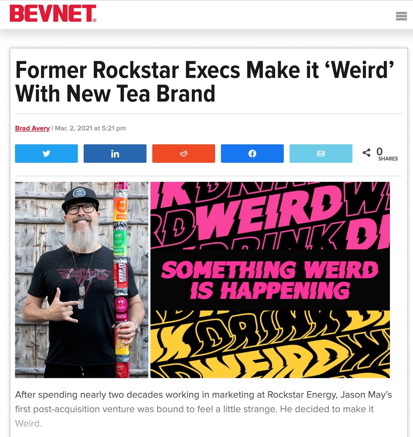 BevNET: Former Rockstar Execs Make it 'Weird' with New Tea Brand - Weird Beverages