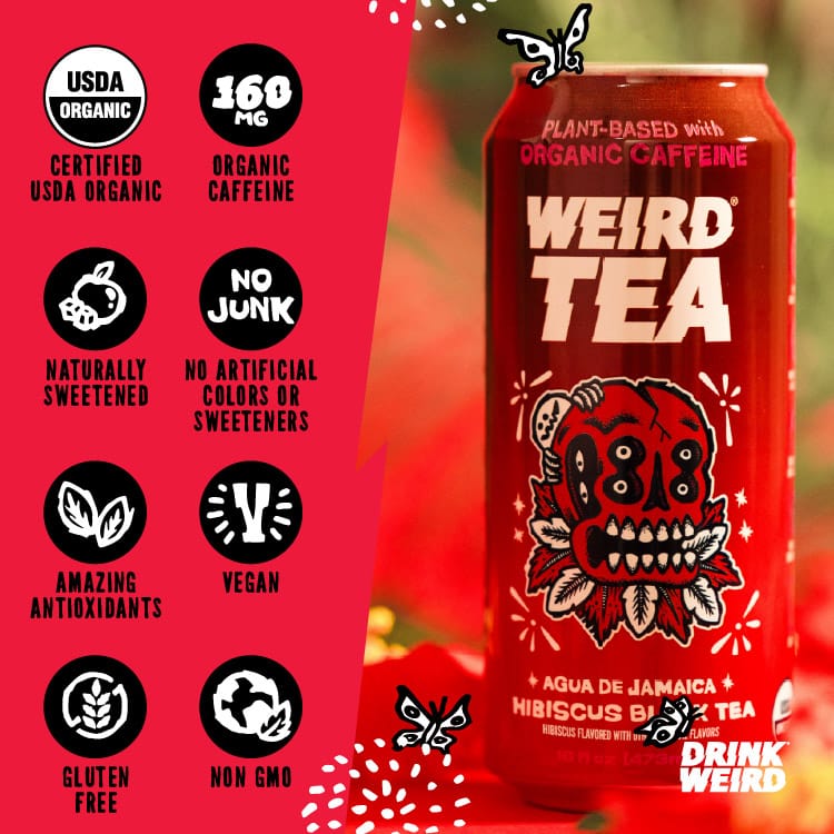 DRINK WEIRD OC Ice Tea 12 Count Case Organic Agua de Jamaica Hibiscus Black Tea DRINK WEIRD - Organic Agua de Jamaica Hibiscus Black Tea 50013