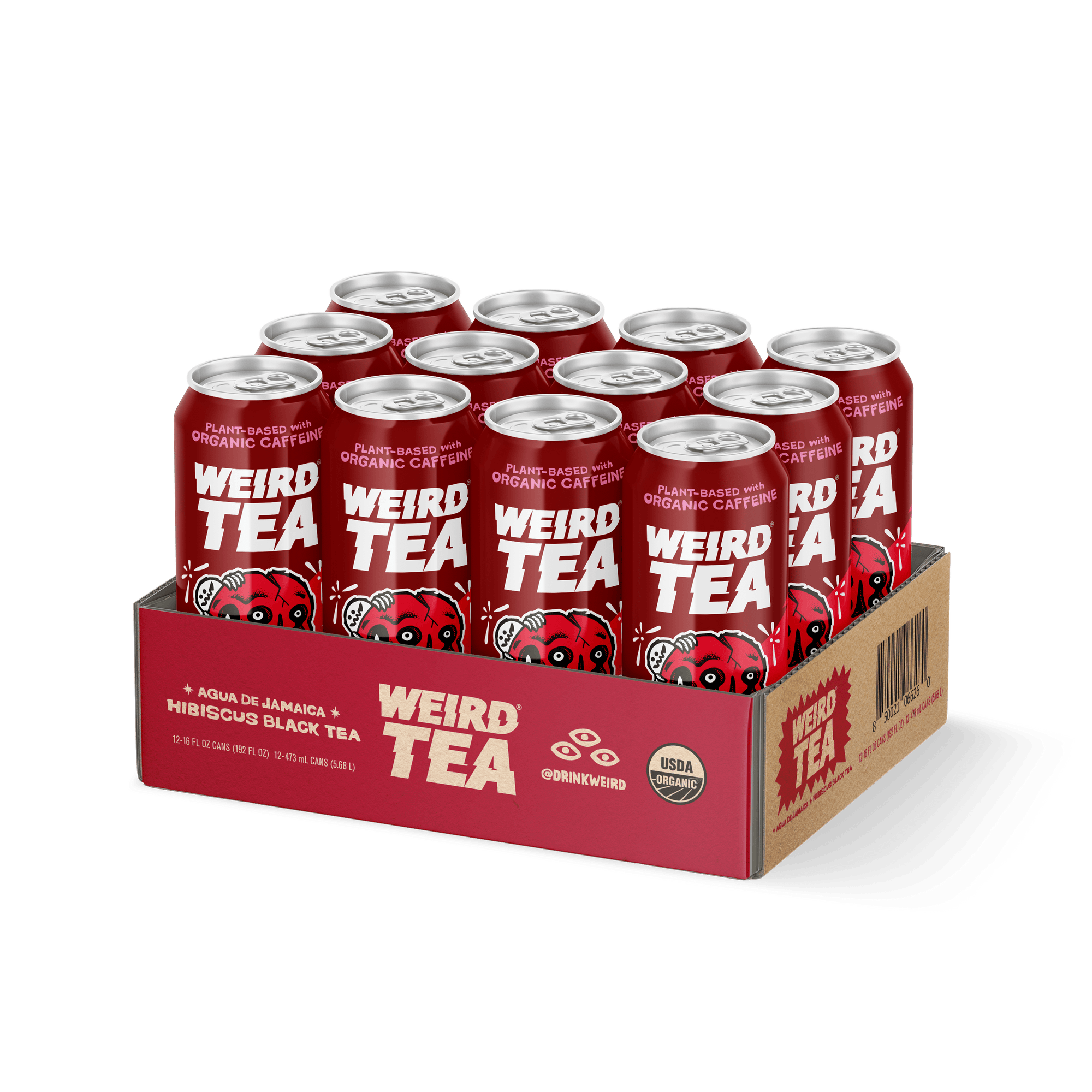 DRINK WEIRD OC Ice Tea 12 Count Case Organic Agua de Jamaica Hibiscus Black Tea (Now Caffeinated!) DRINK WEIRD - Organic Agua de Jamaica Hibiscus Black Tea 50013