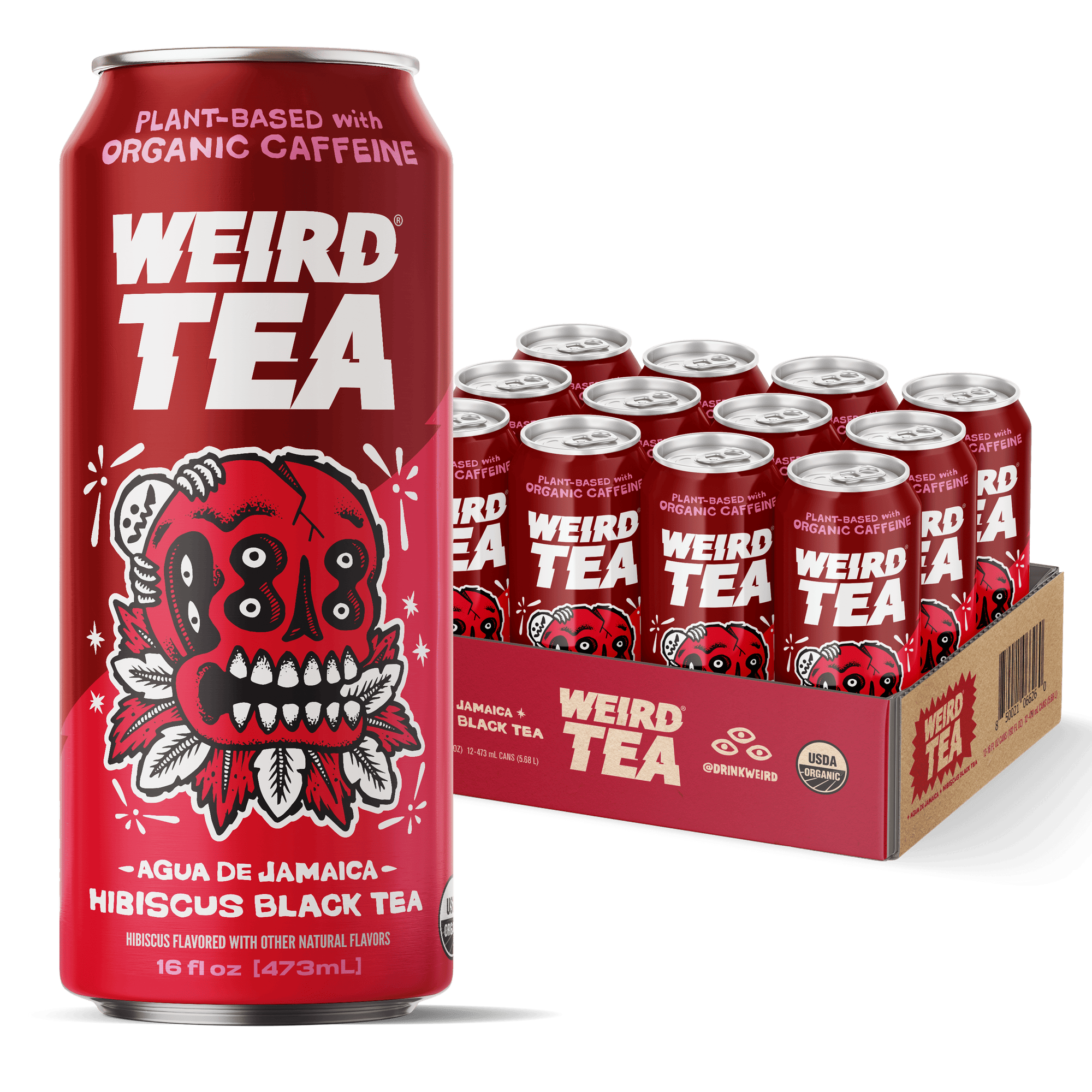 DRINK WEIRD OC Ice Tea 12 Count Case Organic Agua de Jamaica Hibiscus Black Tea (Now Caffeinated!) DRINK WEIRD - Organic Agua de Jamaica Hibiscus Black Tea 50013