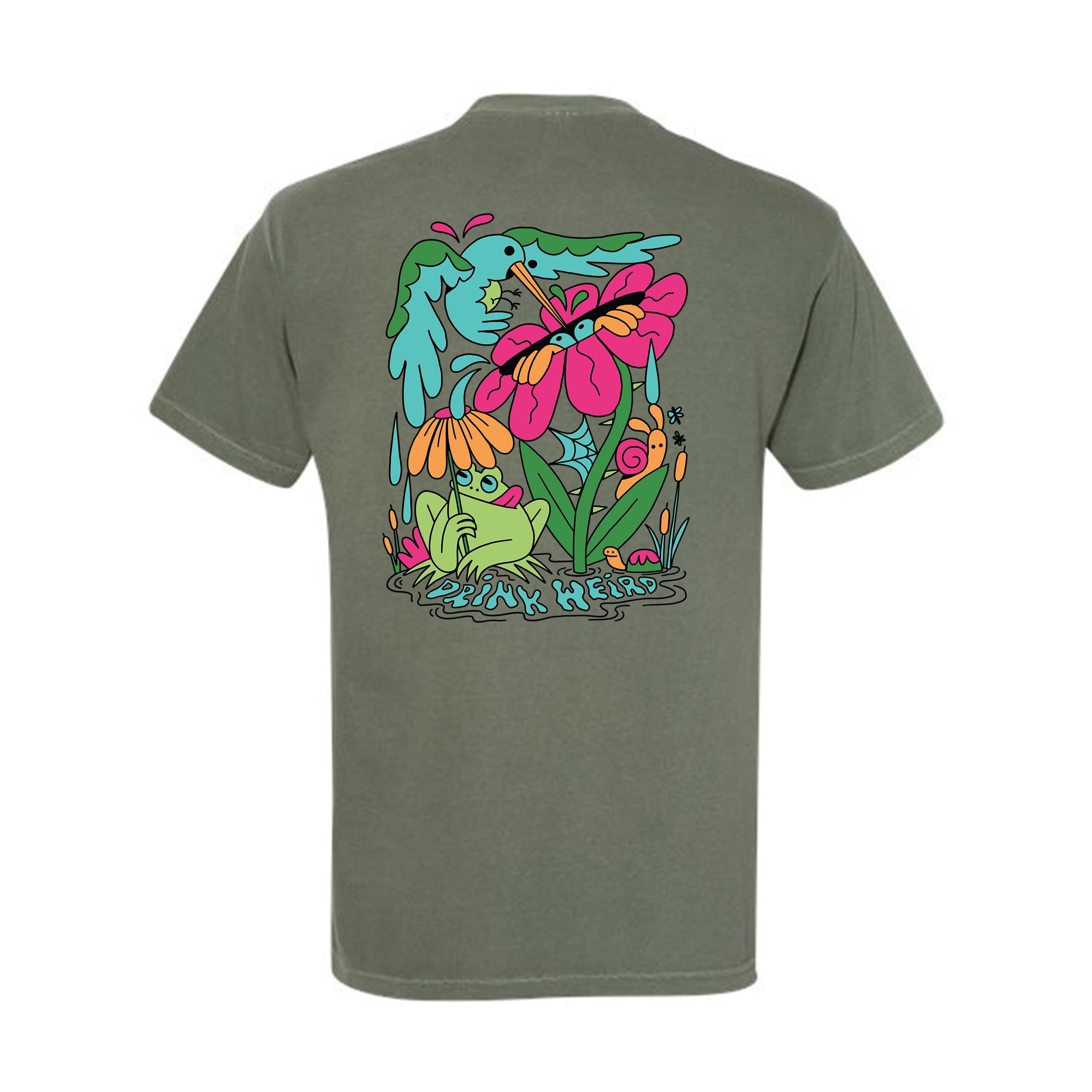 DRINK WEIRD OC T-Shirt Hannah Eddy x Drink Weird T-Shirt - Moss Green Hannah Eddy Drink Weird T-Shirt Moss Green | Soft Cotton Comfort