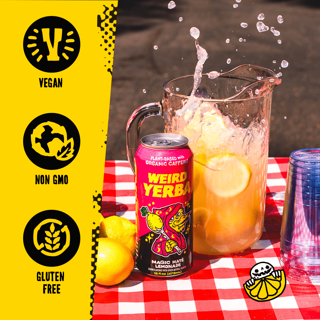 DRINK WEIRD OC Yerba Mate 12 Count Case Magic Mate Lemonade DRINK WEIRD - Organic Blue Pomegranate Acai Yerba Mate | 16oz 12 Pack 6451