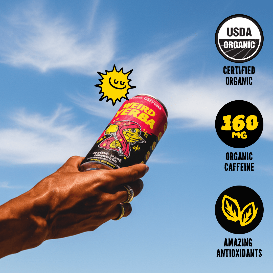 DRINK WEIRD OC Yerba Mate 12 Count Case Magic Mate Lemonade DRINK WEIRD - Organic Blue Pomegranate Acai Yerba Mate | 16oz 12 Pack 6451