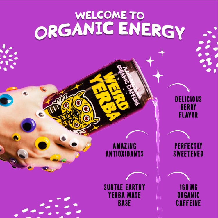 DRINK WEIRD OC Yerba Mate 12 Count Case Organic Acai Pomegranate Yerba Mate DRINK WEIRD - Organic Blue Pomegranate Acai Yerba Mate | 16oz 12 Pack 50009