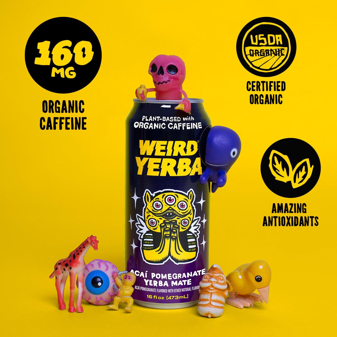 DRINK WEIRD OC Yerba Mate 12 Count Case Organic Acai Pomegranate Yerba Mate DRINK WEIRD - Organic Blue Pomegranate Acai Yerba Mate | 16oz 12 Pack OC-50010