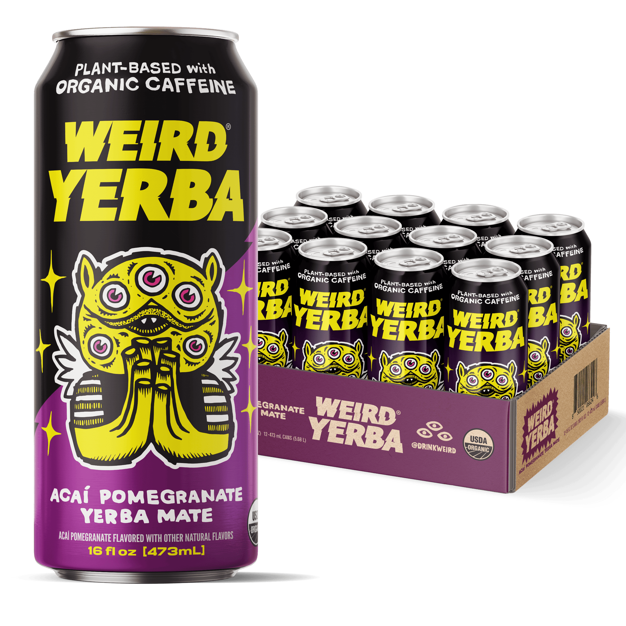 DRINK WEIRD OC Yerba Mate 12 Count Case Organic Acai Pomegranate Yerba Mate DRINK WEIRD - Organic Blue Pomegranate Acai Yerba Mate | 16oz 12 Pack OC-50010