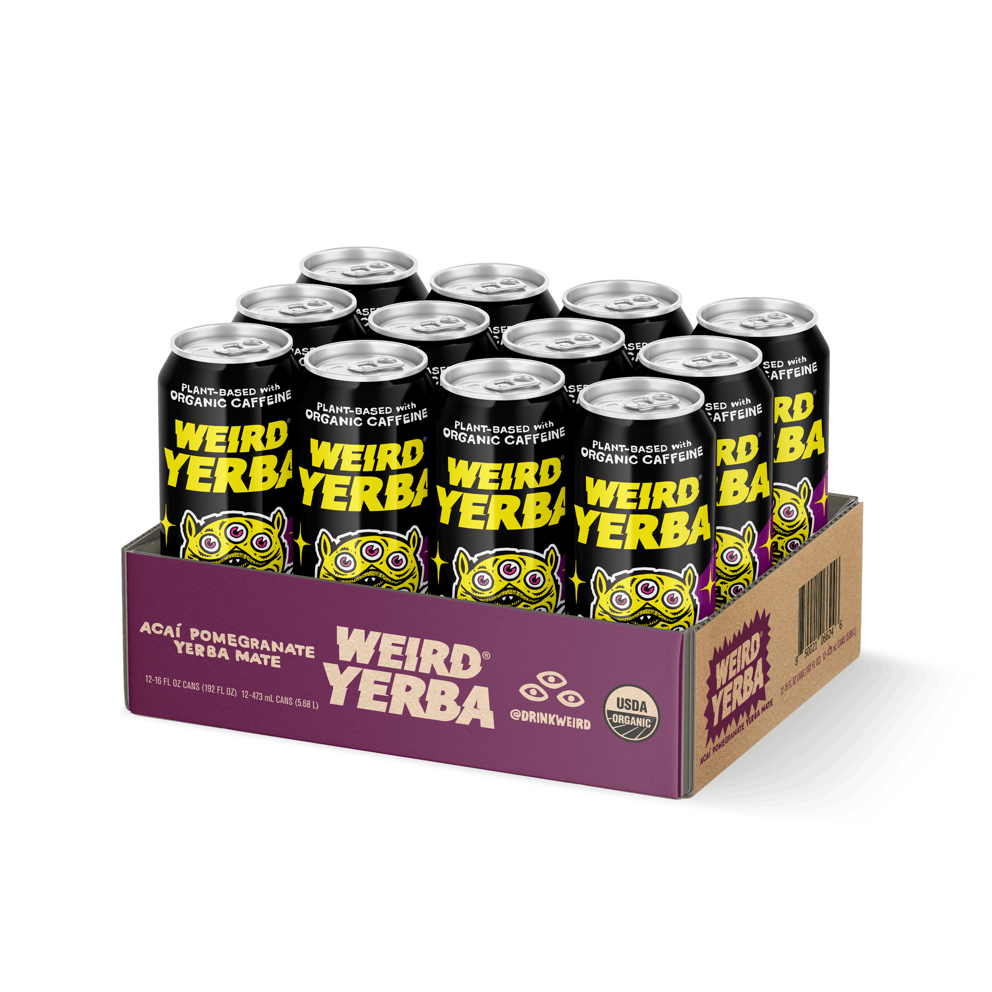 DRINK WEIRD OC Yerba Mate 12 Count Case Organic Acai Pomegranate Yerba Mate DRINK WEIRD - Organic Blue Pomegranate Acai Yerba Mate | 16oz 12 Pack OC-50010