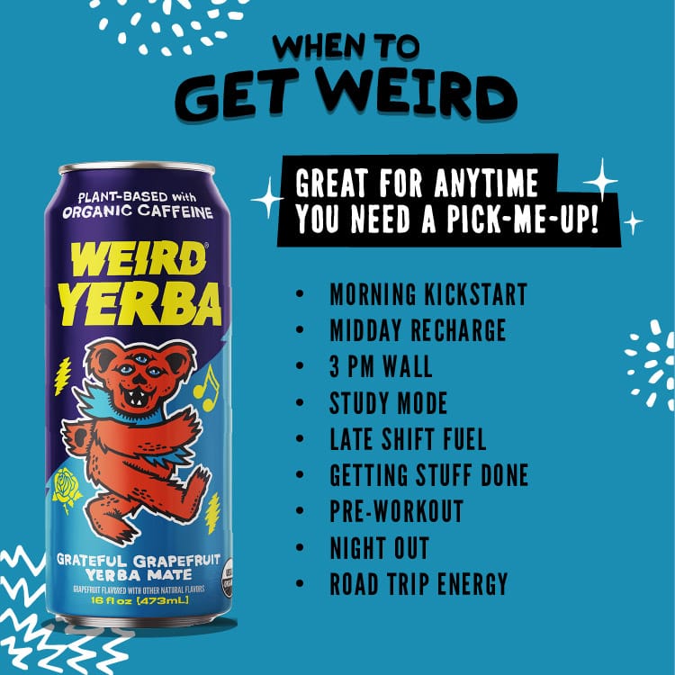 DRINK WEIRD OC Yerba Mate 12 Count Case Organic Grateful Grapefruit Yerba Mate DRINK WEIRD x GRATEFUL DEAD - Organic Grateful Grapefruit Yerba 50012
