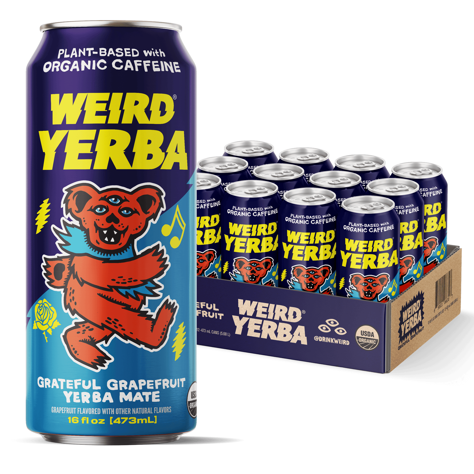 DRINK WEIRD OC Yerba Mate 12 Count Case Organic Grateful Grapefruit Yerba Mate DRINK WEIRD x GRATEFUL DEAD - Organic Grateful Grapefruit Yerba 50015