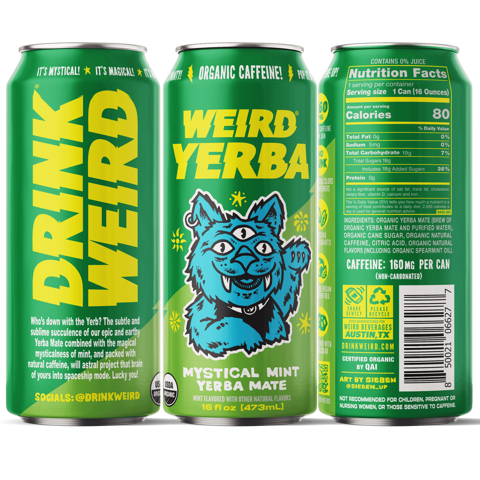 DRINK WEIRD OC Yerba Mate 12 Count Case Organic Mystical Mint Yerba Mate DRINK WEIRD - Mystical Mint Yerba Mate 50014