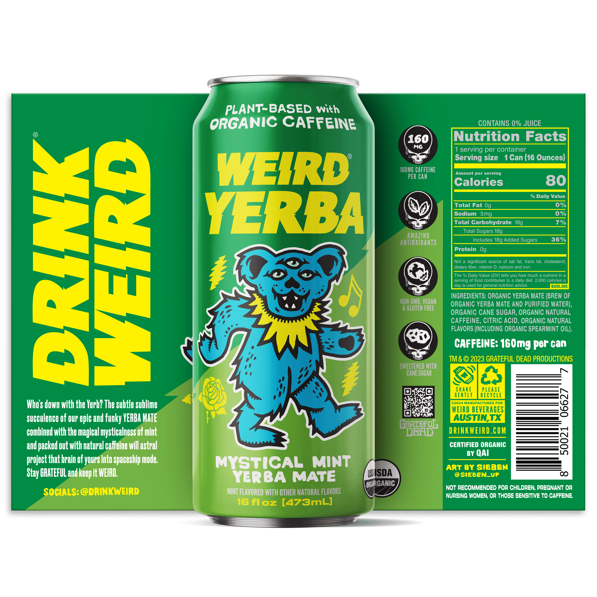 DRINK WEIRD OC Yerba Mate 12 Count Case Organic Mystical Mint Yerba Mate DRINK WEIRD - Mystical Mint Yerba Mate 50014