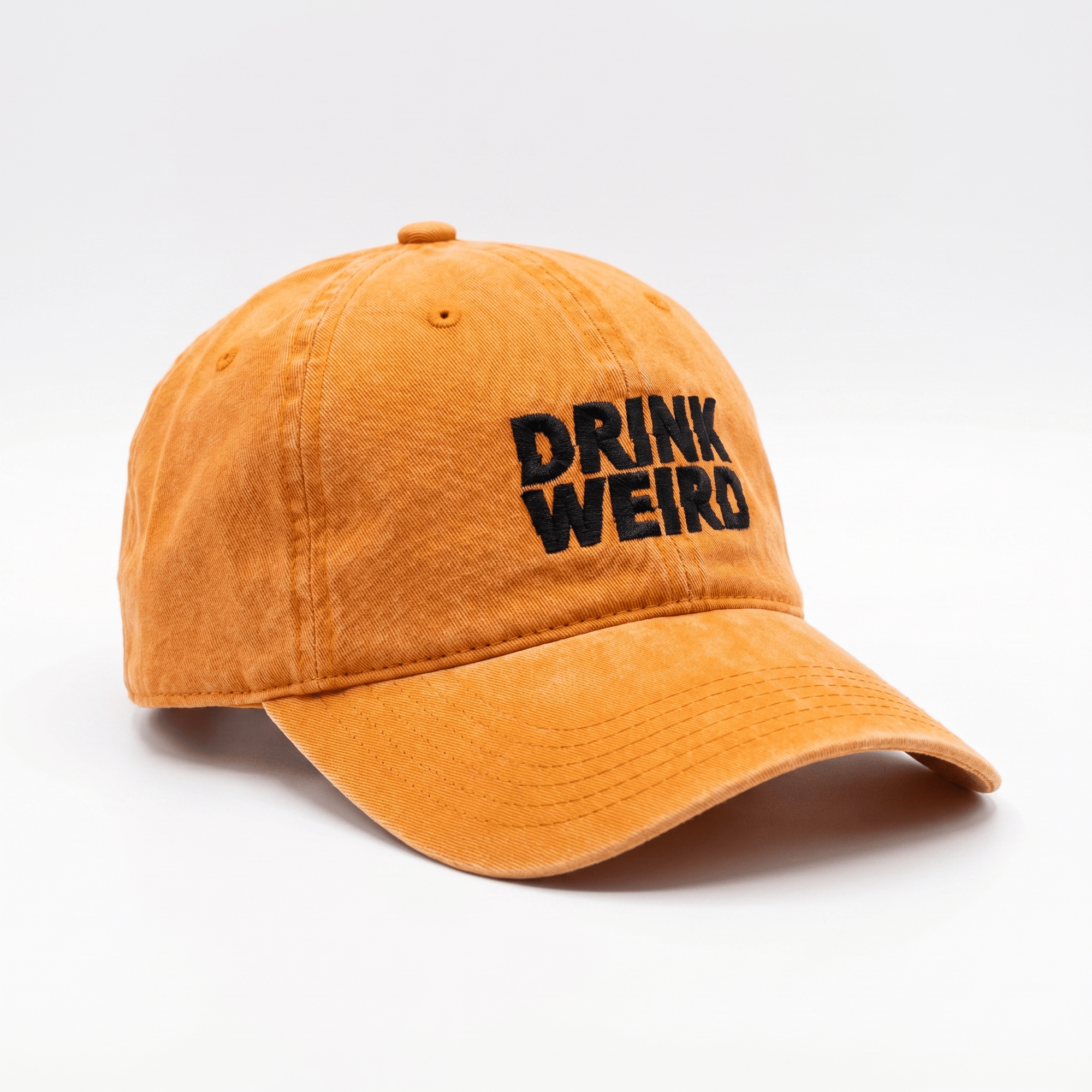 Weird Beverages Hat Mellow Dad Hat - Orange with Black Thread Design The Mellow Dad Hat - Orange with Black Thread - mellow dad hat orange | Pre-washed fabric, relaxed fit, adjustable closure Mellow-Dad-Hat-Orange-Black